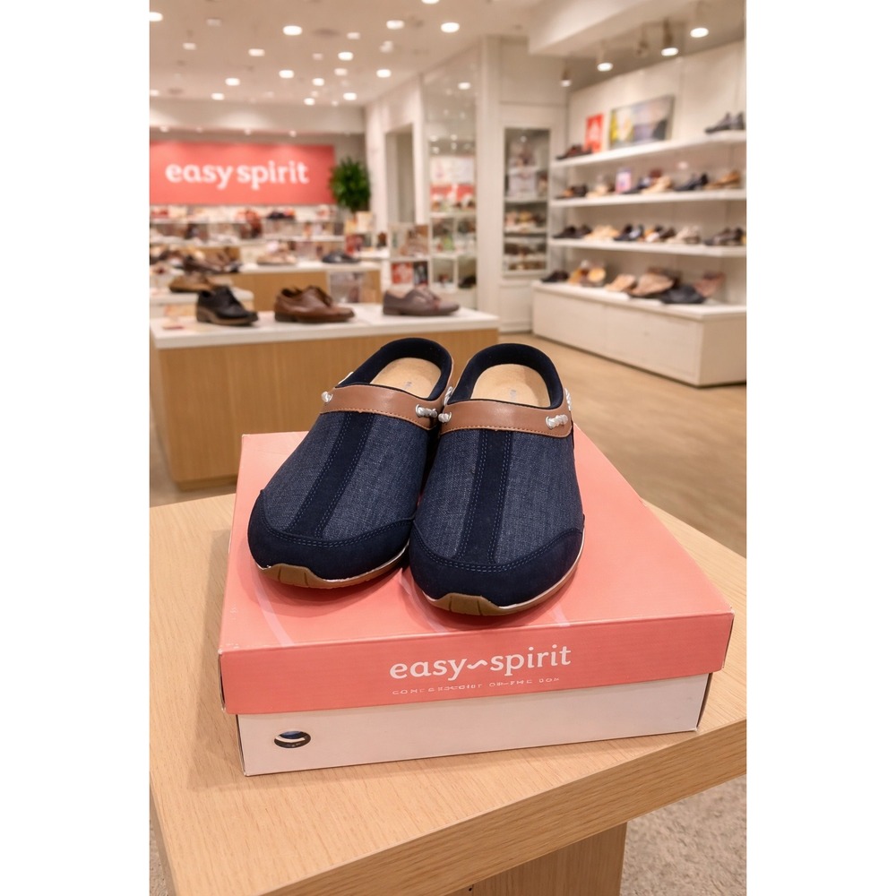 Easy Spirit Travelport Navy Blue Denim Clog‎ Mules Women 9M TRAVELPORT19
